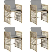 vidaXL Tuinstoelen 4 st met kussens poly rattan gemengd beige