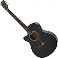 Gear4Music Single Cutaway Left Handed Electro Acoustic Guitar by Black