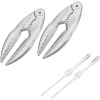 Westmark kreeftenset, 4-delig, 2 kreeftencrackers, Cracky + 2 kreeftenvorken, aluminium met voedselveilige speciale coating/roestvrij staal, zilver, 660022E6