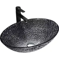 Mexen Goa glazen opbouw waskom 50 x 36 cm, zwart - 24085070