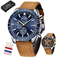 TYME Florence Heren Horloge - 45mm Blauw/Bruin - Horloges voor Mannen