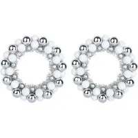 vidaXL Kerstbal Kransen 2 st Wit en Zilver 33 x 33 x 7 cm Polystyreen