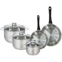 Fackelmann Set van 2 pannen 20 en 24 cm van roestvrij staal en 3 roestvrijstalen kookpotten 16, 20 en 24 cm Geneva