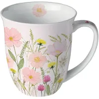 Ambiente Mok 0.4L Pastel Flowers Roze Wit wit Aardewerk Beker