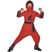 Amscan kinder kostuum Ninja Warrior rood 6-8 jaar verkleedkleding.