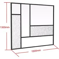 Vente-unique Asymmetrisch design glazen wand van gepoedercoat aluminium en getextureerd gehard glas - B150 x H130 - FAIRVIEW