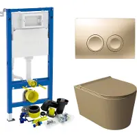 Salenzi Geberit up100 toiletset compleet | inbouwreservoir | civita mat taupe met drukplaat