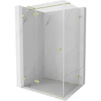 Mexen Lunar T scharnierend douchecabine links 100 x 90 , transparant, goud geborsteld - 834T-100-090-55-00-L
