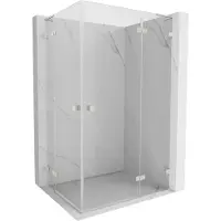 Mexen Lunar L Duo douchecabine rechtsdraaiend 120 x 75 , transparant, geborsteld nikkel - 834L-120P-075L-97-00