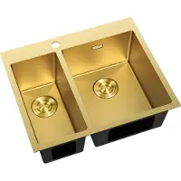 Mexen Flexo stalen gootsteen 1,5-komor 610 x 510 , gouden HC - 6446611500-55HC