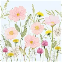 Ambiente Servetten 33 x 33 cm, Pastel Bloemen Blauw, FSC Mix, Papieren Servetten, 20 Stuks