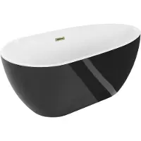 Mexen Eos vrijstaande badkuip 150 x 75 , wit/zwart, overloop goud - 52471507575-50