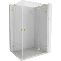 Mexen Lunar Duo douchecabine met scharnierende deur rechts 120 x 90 , transparant, geborsteld goud - 834-120P-090L-55-00