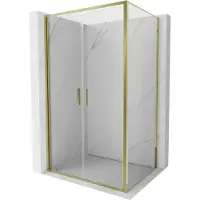 Mexen Exo draaibare douchecabine 120 x 110 , transparant, goud - 814-120-110-50-00