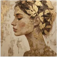 PosterMonkey Poster 75x75 cm - Vrouw - Goud - Abstract - Textuur - Posters - Kamer decoratie - Wanddecoratie woonkamer - Muurdecoratie slaapkamer