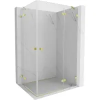 Mexen Lunar Duo douchecabine openslaande deur rechts 100 x 85 , transparant, geborsteld goud - 834-100P-085L-55-00