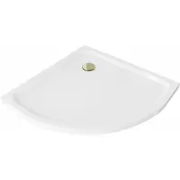 Mexen Flat halve ronde douchebak slim 80 x 80 , wit, sifon goud - 41108080G