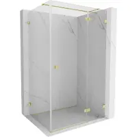 Mexen Lunar T draaideur douchecabine rechts 80 x 90 , transparant, geborsteld goud - 834T-080-090-55-00-P