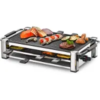 Aura Gourmetstel 8 Personen - Grill - Elektrische Grill - Anti Aanbak - Chroom - 55cm x 27cm x 12