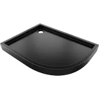 Mexen Flow+ halfcirkel asymmetrische douchebak links 90 x 80 , zwart mat - 46Q708090LH