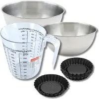 Zenker Bakkersset met 6 omgekeerde taartvormpjes 10 cm, 2 mengkommen, maatbeker en spatel