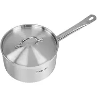 Mega -M PRO Gastronomische Steelpan met Deksel - 5 Liter - Ø 22 cm - RVS - Sandwichbodem - Voor alle Warmtebronnen (ook Inductie) - Hoogte 12 cm