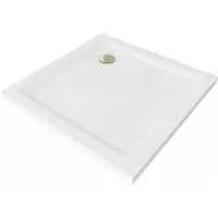 Mexen Flat douchebak vierkant slim 70 x 70 , wit, sifon goud - 40107070G