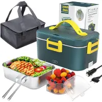 Aura Elektrische Lunchbox - Lunchbox Elektrisch - Broodtrommel Elektrisch - 3 in 1 - 1.8L - Donkergroen - 24cm x 17cm x 12cm