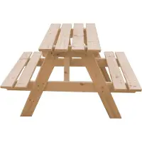 Timbela M012-1 kindertafel van hout, tafel en stoel, tuinmeubelen, 81 x 60 x 50 cm, picknicktafel voor buiten of binnen