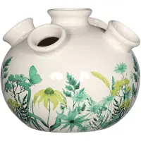 Ideas 4 Seasons - Tulpenvaas - vaas - groen - wit - klein - H 12 cm - Ø 13 cm - Doodle