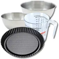 Zenker Bakkerset met omgekeerde taartvorm 28 cm, 2 mengkommen, maatbeker en spatel