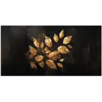 PosterMonkey Poster 160x80 cm - Gouden Bladeren op Donkere Achtergrond - Posters - Kamer decoratie - Wanddecoratie woonkamer - Muurdecoratie slaapkamer