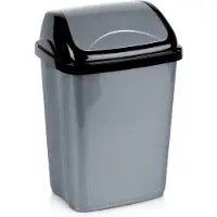 Orion Prullenbak 10 Liter - Kunststof - Grijs - Kleine Afvalemmer voor Badkamer, Toilet of Kantoor - Met Deksel