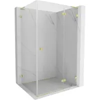 Mexen Lunar L draaideur douchecabine rechts 85 x 90 , transparant, geborsteld goud - 834L-085-090-55-00-P