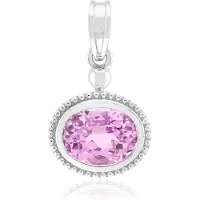 Cavill - Zilveren Hanger Kunziet 2,295ct - 925 Sterling Zilver Palladium - Ovaal Briljant Roze Edelsteen - Elegante Dameshanger