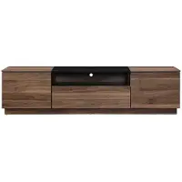 Vente-unique Tv-meubel met 2 deuren, 1 lade en 1 nis - Donker naturel en zwart - CEMILINA