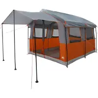 vidaXL Familietent 4-Persoons Grijs en Oranje 324 x 255 x 230 cm