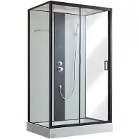 Vente-unique Douchecabine met massagestralen PRIMEA - 2 zones met massagestralen - B120 x D80 x H215 cm - Tropische regenfunctie en handdouchekop