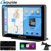 Carpuride C3 draagbare 7 inch touchscreen autoradio, Carplay en Android Car Wireless, AirPlay Link Mirror, Bluetooth, navigatie, Siri, FM/AUX