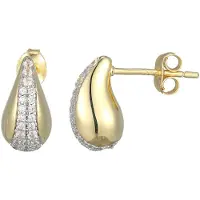 Cavill - Oorbellen 925 Sterling Zilver Verguld - 0,40 ct Nigeriaanse Zirkonen - Elegante Druppelvorm - 12 mm Sprankelende Oorstekers