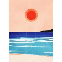 IXXI Ocean Sunset, Henry Rivers - 100 x 140 cm - Grote wanddecoratie en posters - Grafisch Ontwerp, Kleurrijk, Minimalisme, Illustraties, Slaapkamer