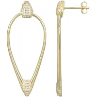 Cavill - Zilveren Oorbellen Verguld 925 Sterling Zilver - 130 Nigeriaanse Zirkonen Pavé 0,705 ct - Druppelvormig, Luxe & Elegant