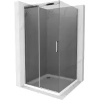 Mexen Omega schuifbare douchecabine 100 x 100 , grafiet, chroom + Flat douchebak, wit - 825-100-100-01-40-4010