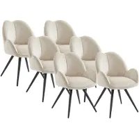 Vente-unique Set van 6 draaistoelen met armleuningen van stof en zwart metaal - Beige - GULSUN van Maison Céphy