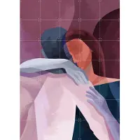 IXXI In This Together, Goed Blauw - 100 x 140 cm - Gratis ophangtool - Grote wanddecoratie en posters - Illustraties, Abstract, Slaapkamer, Woonkamer