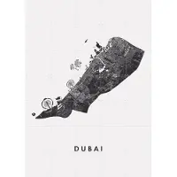 IXXI Dubai City Map, Kunst in Kaart - 100 x 140 cm - Gratis ophangtool - Grote wanddecoratie en posters - Minimalisme, Grafisch Ontwerp, Geometrische