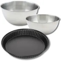Zenker Bakkersset met quichevorm Lorraine 28 cm, 2 mengkommen en 1 spatel