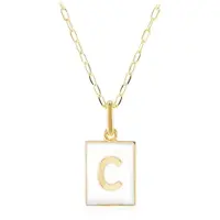 Cavill - Zilveren halsketting met vergulde initiaal hanger C - 925 Sterling zilver - verstelbare ovale schakels - elegant sieraad 22x11 mm