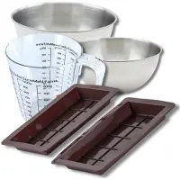 Zenker Bakkerset met 2 chocoladevormen uit Dubai, 2 mengkommen, maatbeker en spatel