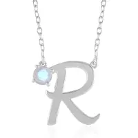 Cavill - Halsketting met Regenboog Maansteen 0,393 ct - 925 Sterling Zilver Geplatineerd - Elegante Ronde Edelsteen Ketting - Verstelbaar 40-45 cm